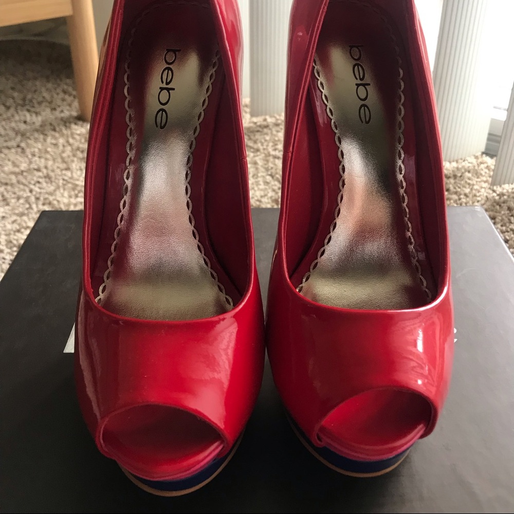 Bebe peep toe pumps heels